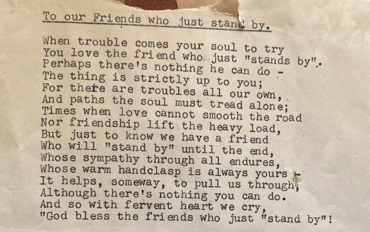 To Our Friends Who Just Stand By